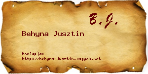 Behyna Jusztin névjegykártya